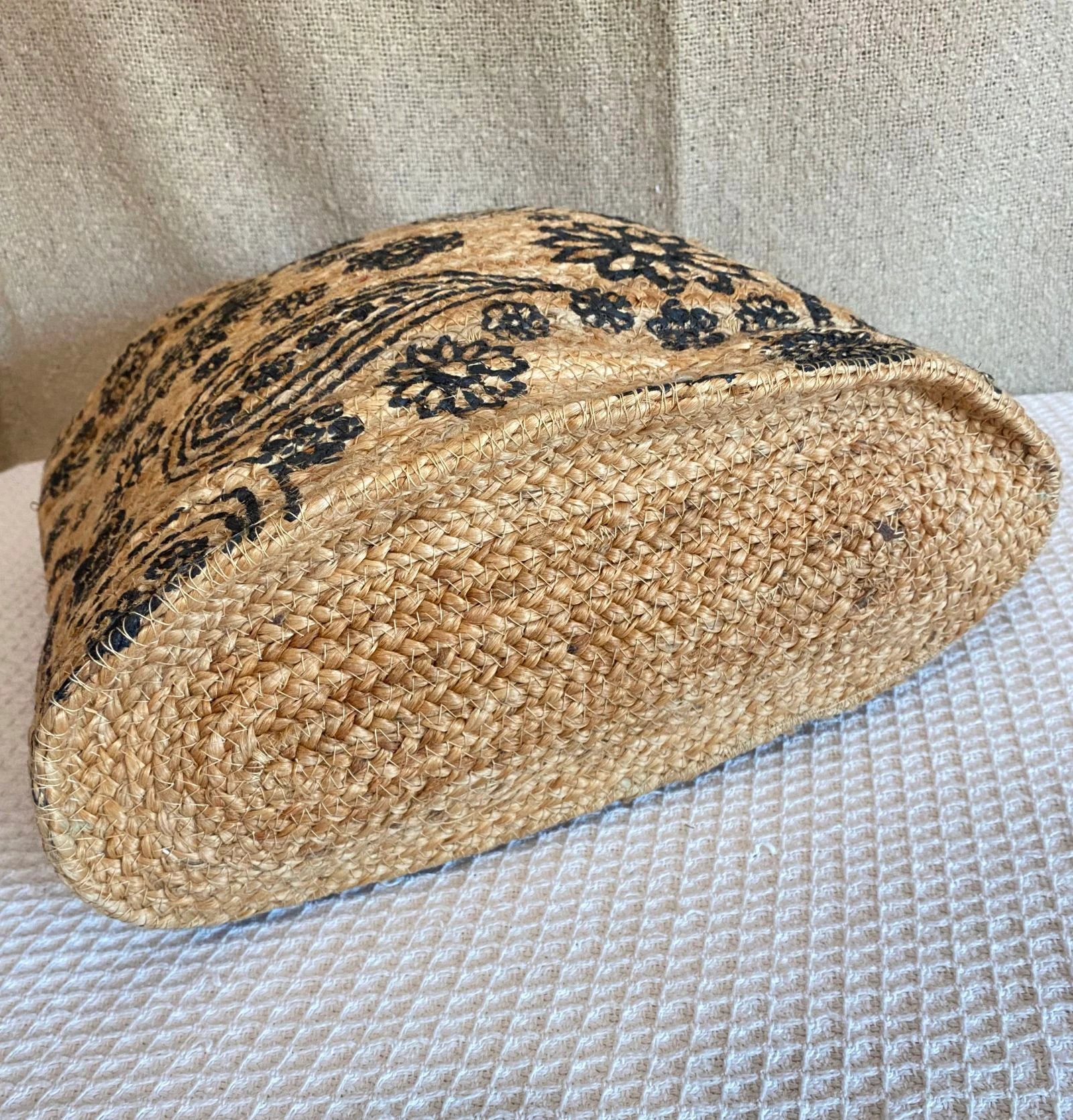 Grote jute tote tas met zwarte bloemen – photo 8